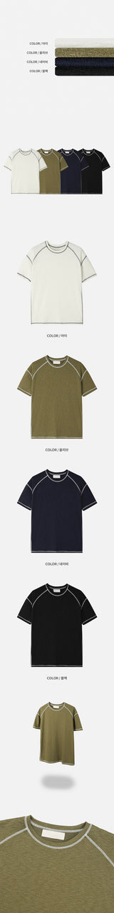 [MUSCLE FIT] ステッチラインハーフTシャツ(4color)
