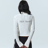 NICOLE DAMAGE KNIT ZIP UP_IVORY