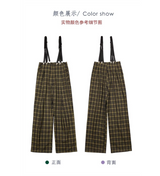 プレイドブリティッシュルーズサスペンダーカジュアルパンツ