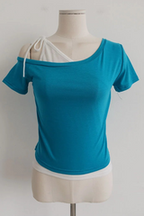DUAL-TONE ASYMMETRY TEE (4COLORS!)
