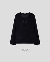 (UNISEX) Rivet Ribbed Long Sleeve