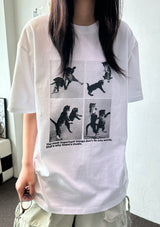 Juju Four Section Black White Oversized T-Shirt 4color