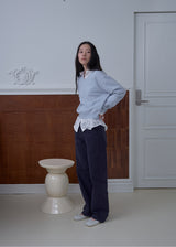 Malissa Straight Cotton Pants (Navy)