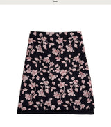 from cream floral chiffon midi sk