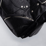 Studded Leather Shoulder Bag (Black)