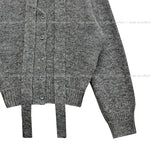 Lulu V-neck wool hair cardigan scarf set