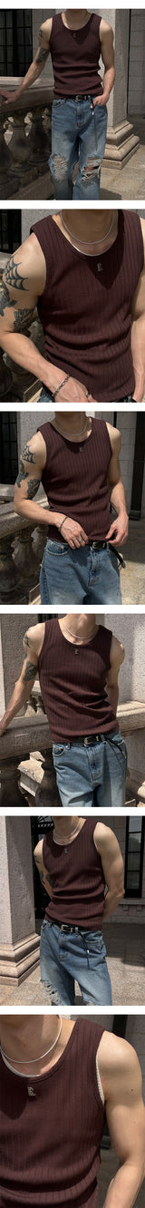 [S/S] High ribbed logo sleeveless(6color)