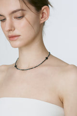 Silver925_ポイントバタフライ_ネックレス (Black,Blue)