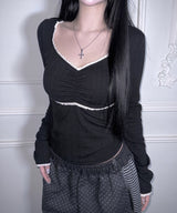 tiny lace tee (3colors)
