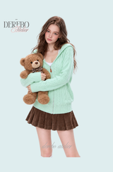 Mint Twist Hooded Knit Zip-Up