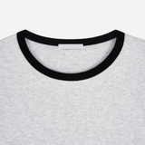 グリッドクロップワッフルリンガーTシャツ