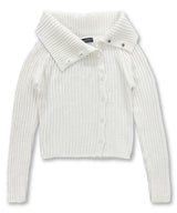 High Neck Side Button Cardigan_Ivory