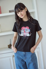 26SS★ Cherry Bestie Crop Short Sleeve Tee