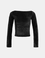 ドットベルベットリブネックTシャツ