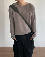 Beat Henley-Neck Crop Knit