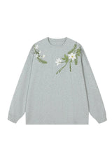 フローラルエンブロイダードオーバーサイズ長袖Tシャツ