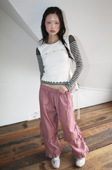 DREAM FLOWER STRIPE SLEEVES TOP CREAM
