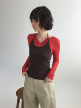 トライアングルホルターネックスリーブレストップ (5color)