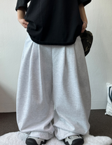 ツーダブルピンタックバルーンワイドロゴパンツ 🤍🩶🖤3カラー