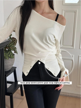 Unbalance slit button knit(3color)