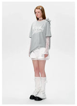 13DE MARZO Bear Layered Lacy T-shirt