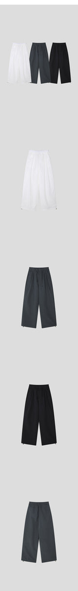 [Unisex] Nylon two tuck rope banding pants(3color)
