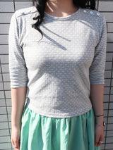 ボタンスリーブTシャツ