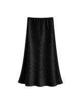 Lumi Satin Bias Flare Long Skirt Black