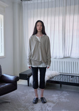 Boyfriend Henley Loose T-shirt (Khaki)