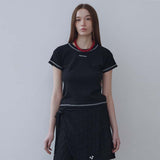 ロゴ刺繍Tシャツ ブラック