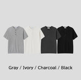 Logan Ribbed Muscle Fit Henley Neck Short Sleeve T-shirt