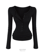 Slim Rib Button Top (3color)