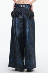 Embryo special imitation crocodile leather pants