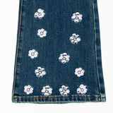 DARK BLUE EMBROIDERED SPANDEX BOOTCUT DENIM PANTS code 18315