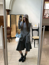 Side strap soft long-sleeve t-shirt