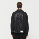 Oversized Coated Denim Jacket Black
