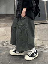 vintage washed cargo bermuda pants