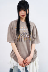 Curse many cross pigment over T-shirt