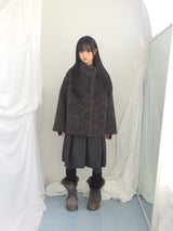Fingerhole line hooded half zipup