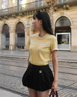 DVRK PRIVÉ BAR LOGO KNITTED CROPPED T-SHIRT - YELLOW