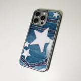 パッチド スター ポケット デニム ケース ウォッシュ ブルー(SV_MagSafeGlass)