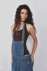 STUD HALTER TANKTOP - CHOCO BROWN