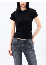 Stretch Cotton Slim Short Sleeve T-shirt Black