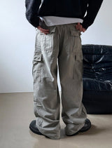 Grayish wide cargo pants