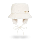VARZAR Safety Pin Sherpa Fur Flap Bucket Hat / Ivory