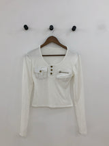 Two-Pocket Slim Button Tee