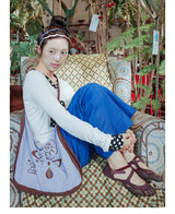 UnsocialNight original literary retro versatile casual illustration printed one-shoulder cross-body bag for women