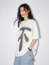 Two-sided fun print summer simple loose short-sleeved T-shirt