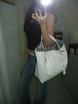 Reversible Eyelet Pattern Two-Way Shoulder Bag