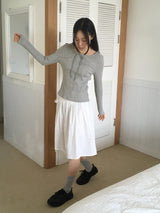 Tijou リブドシースルーロングニーソックス